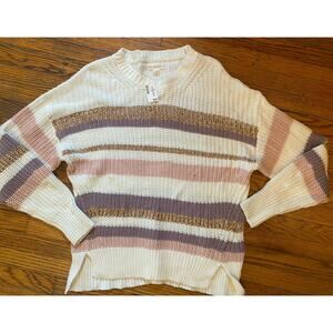 NWT Aeropostale Chunky Soft Sweater Women’s Medium Cream Stripe $60